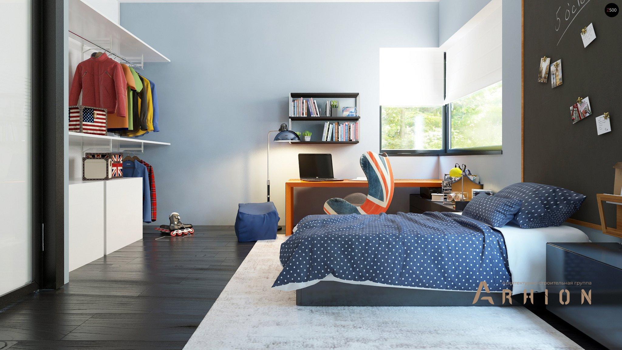 12. Проект двухэтажного дома в стиле хай-тек с плоской кровлей , Zx63 A, площадью - 131 кв c терассой, гаражом